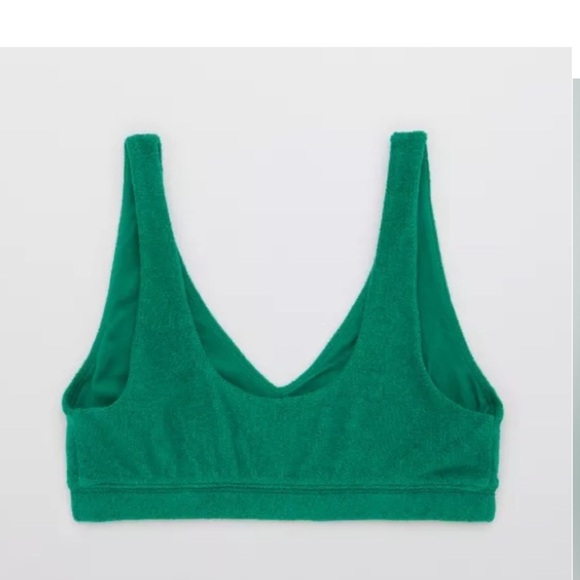 aerie terry sport bra in green - Picture 5 of 11